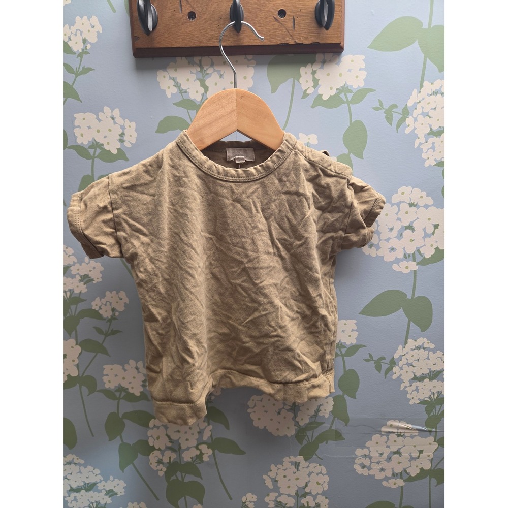 The Simple Folk Kids Tan Organic Cotton Short Sleeve Tee Shirt Made in Portugal